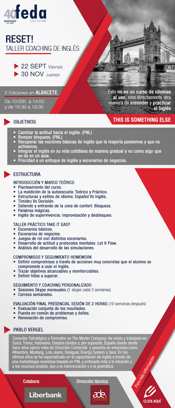 1ª Edición. RESET! Taller Coaching de Inglés