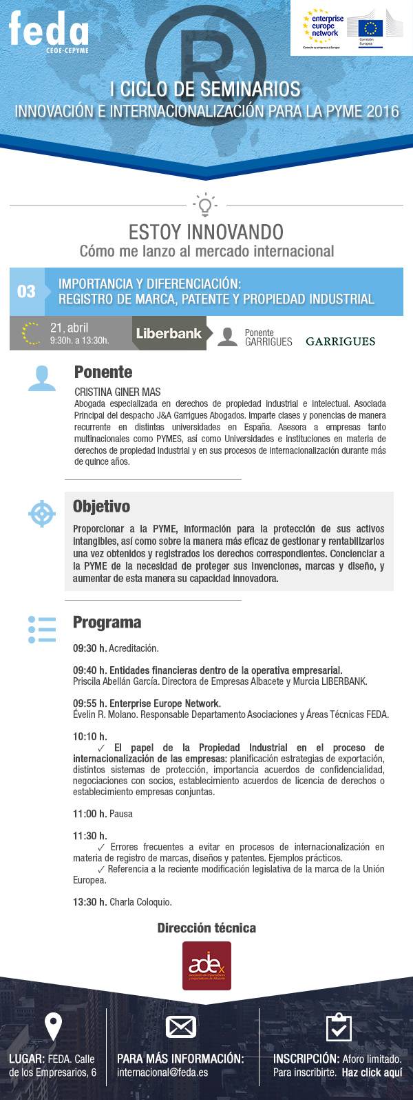 I Ciclo Seminarios Innovación e Internacional, IMPORTANCIA Y DIFERENCIACIÓN Registro de Marca, Patente y Propiedad Industrial