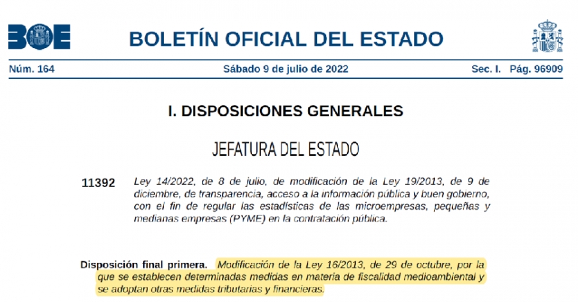 Modificación del Impuesto de Gases Fluorados de Efecto Invernadero