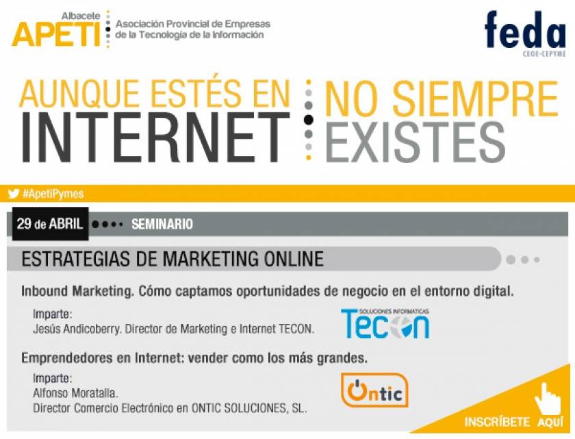 Estrategias de marketing online, mañana viernes en el segundo seminario de APETI