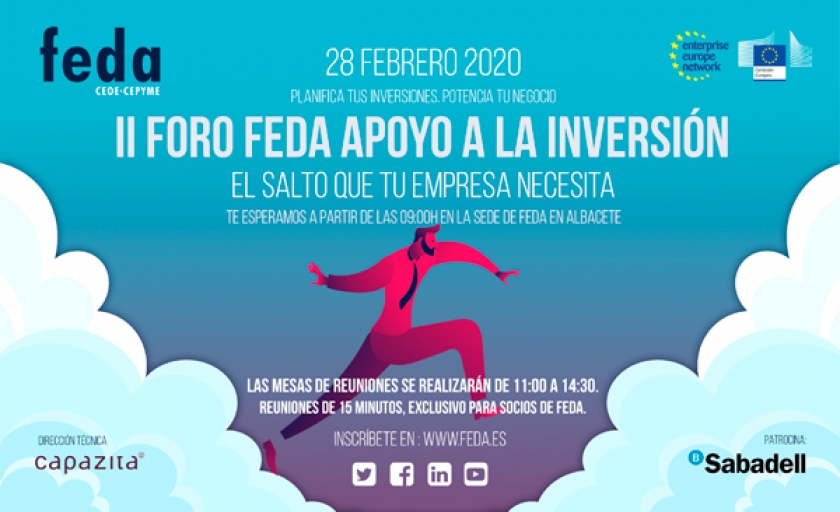 FEDA convoca el II Foro de Apoyo a la Inversión como “el salto que tu empresa necesita”