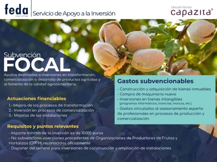 AYUDAS A INVERSIONES EN TRANSFORMACIÓN, COMERCIALIZACIÓN O DESARROLLO DE PRODUCTOS AGRICOLAS Y AL FOMENTO DE LA CALIDAD AGROALIMENTARIA. -FOCAL-.