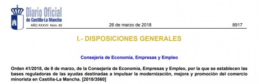 LÍNEA PARA LA MODERNIZACIÓN, MEJORA Y PROMOCIÓN DEL COMERCIO MINORISTA