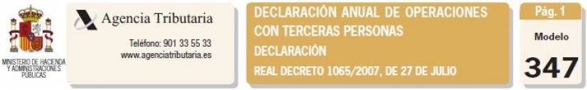 Declaración anual de operaciones con terceras personas, Modelo 347. Ejercicio 2014