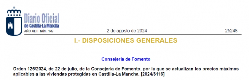 Actualización del precio máximo de la vivienda protegida en Castilla-La Mancha