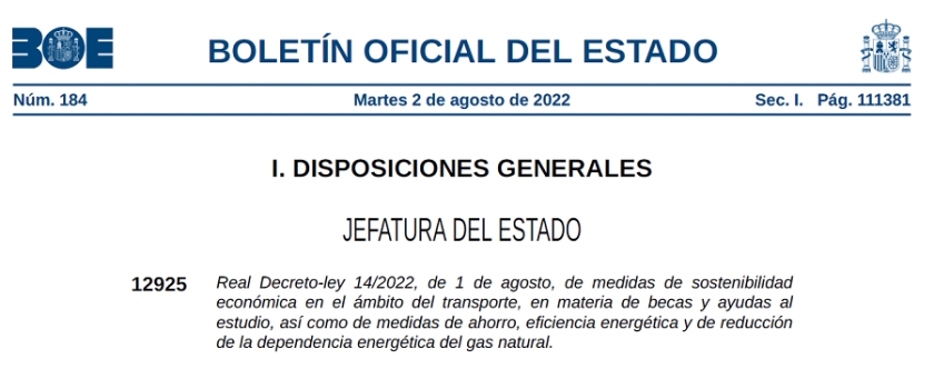 Medidas de ahorro, eficiencia energética y de reducción de la dependencia energética del gas natural