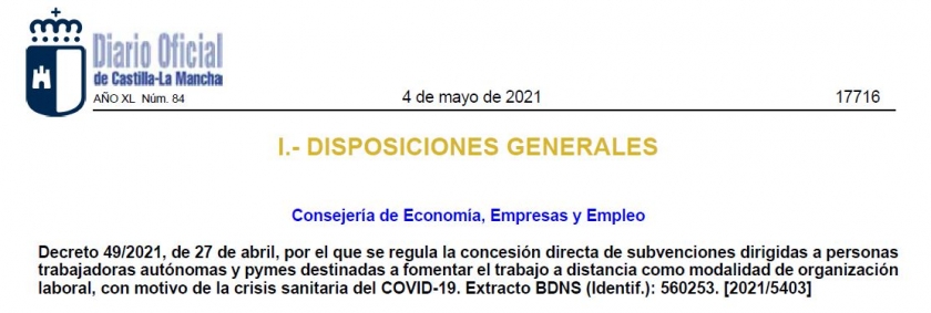 Ayudas destinadas a autónomos y pymes que fomenten el trabajo a distancia