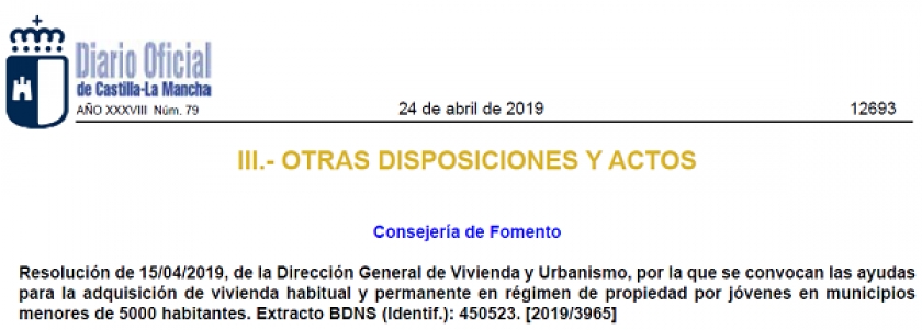 Ayudas para la adquisición de vivienda habitual y permanente