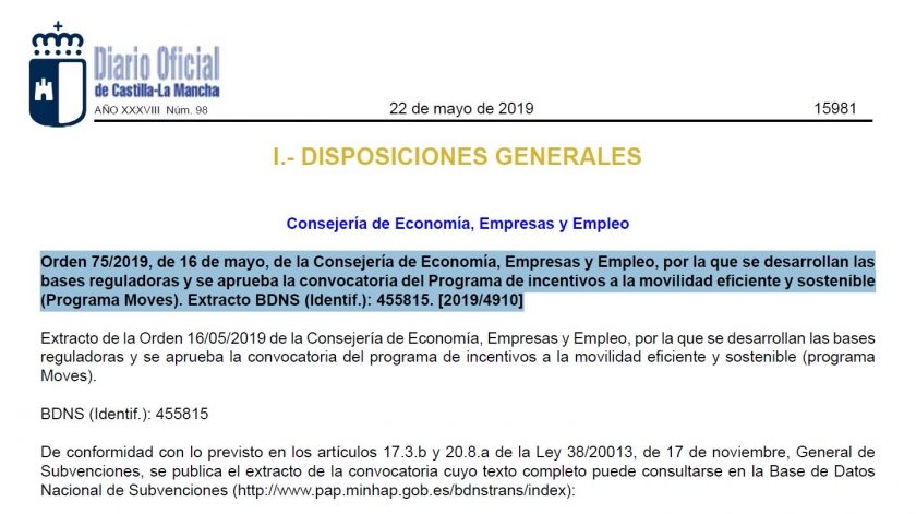 Orden 75/2019 Ayudas renovación de vehículos a gas