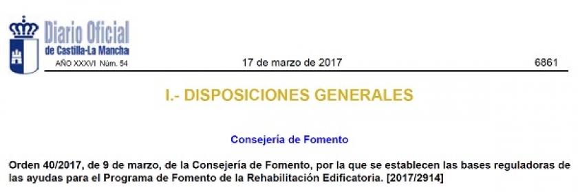 Ayudas para el Programa de Fomento de la Rehabilitación Edificatoria 2017