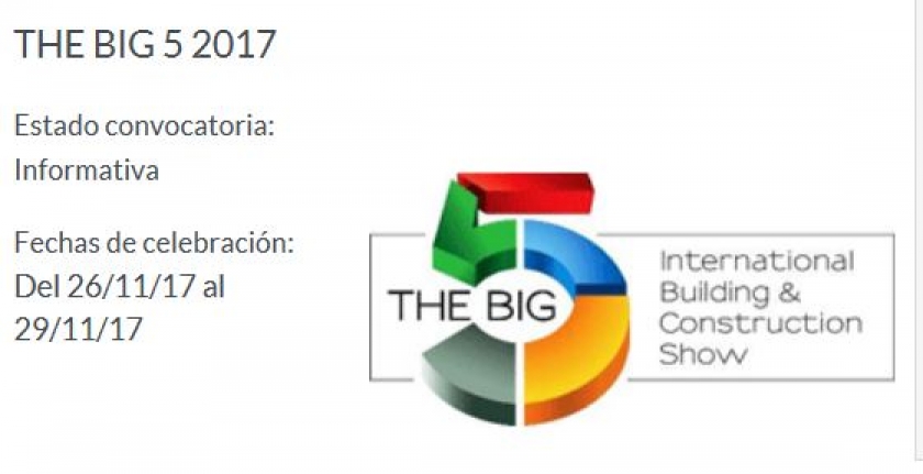 Convocatoria BIG 5 2017 (Dubai, 26 a 29 de Noviembre)