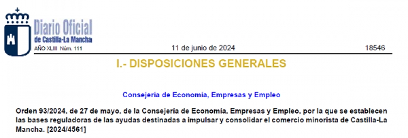 Resolución 02/07/2024 y Orden 93/2024 de la Consejería de Economía, Empresas y Empleo, por la que convocan y establecen las bases reguladoras de las ayudas al comercio minorista.