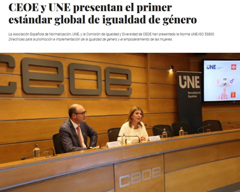 Publicada la Norma “ISO 53800 Directrices para la promoción e implementación de la igualdad de género y el empoderamiento de las mujeres”