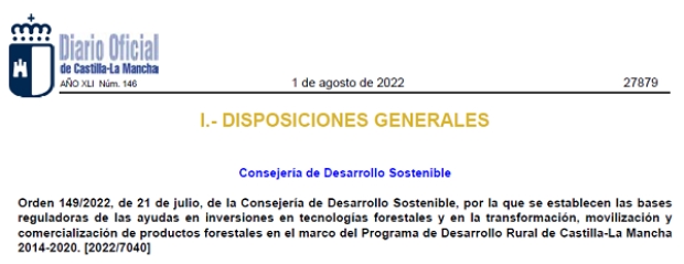 Fotografía de Publicada la Orden 149/2022, bases reguladoras de las ayudas en inversiones en tecnologías forestales y en la transformación, movilización y comercialización de productos forestales, ofrecida por FEDA