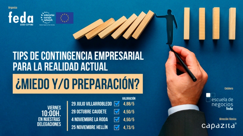 FEDA expondrá en sus delegaciones de Caudete, La Roda y Hellín los tips de contingencia empresarial para la realidad actual