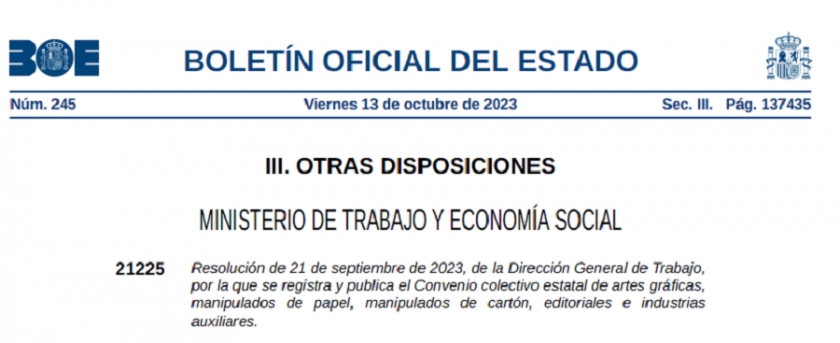 Convenio colectivo de artes gráficas, manipulados de papel, manipulados de cartón, editoriales e industrias auxiliares