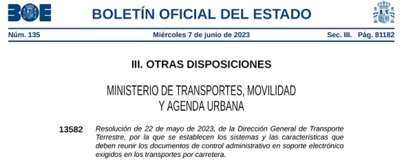 NUEVA RESOLUCIÓN SOBRE EL DOCUMENTO DE CONTROL ELECTRÓNICO