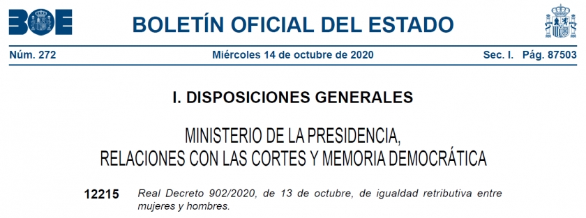 REAL DECRETO 902/2020, IGUALDAD RETRIBUTIVA ENTRE MUJERES Y HOMBRES