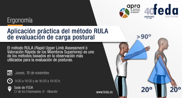 Fotografía de ERGONOMÍA: Aplicación práctica del método RULA de evaluación de carga postural, ofrecida por FEDA