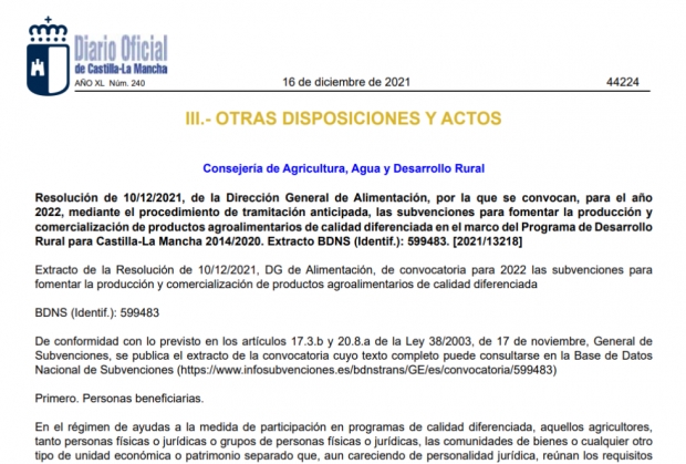 Fotografía de Subvenciones para fomentar la producción y  comercialización de productos agroalimentarios de calidad diferenciada., ofrecida por FEDA