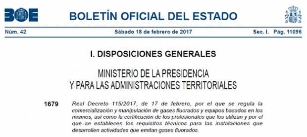 Fotografía de Nuevo real decreto para regular la comercialización y manipulación de gases fluorados, ofrecida por FEDA